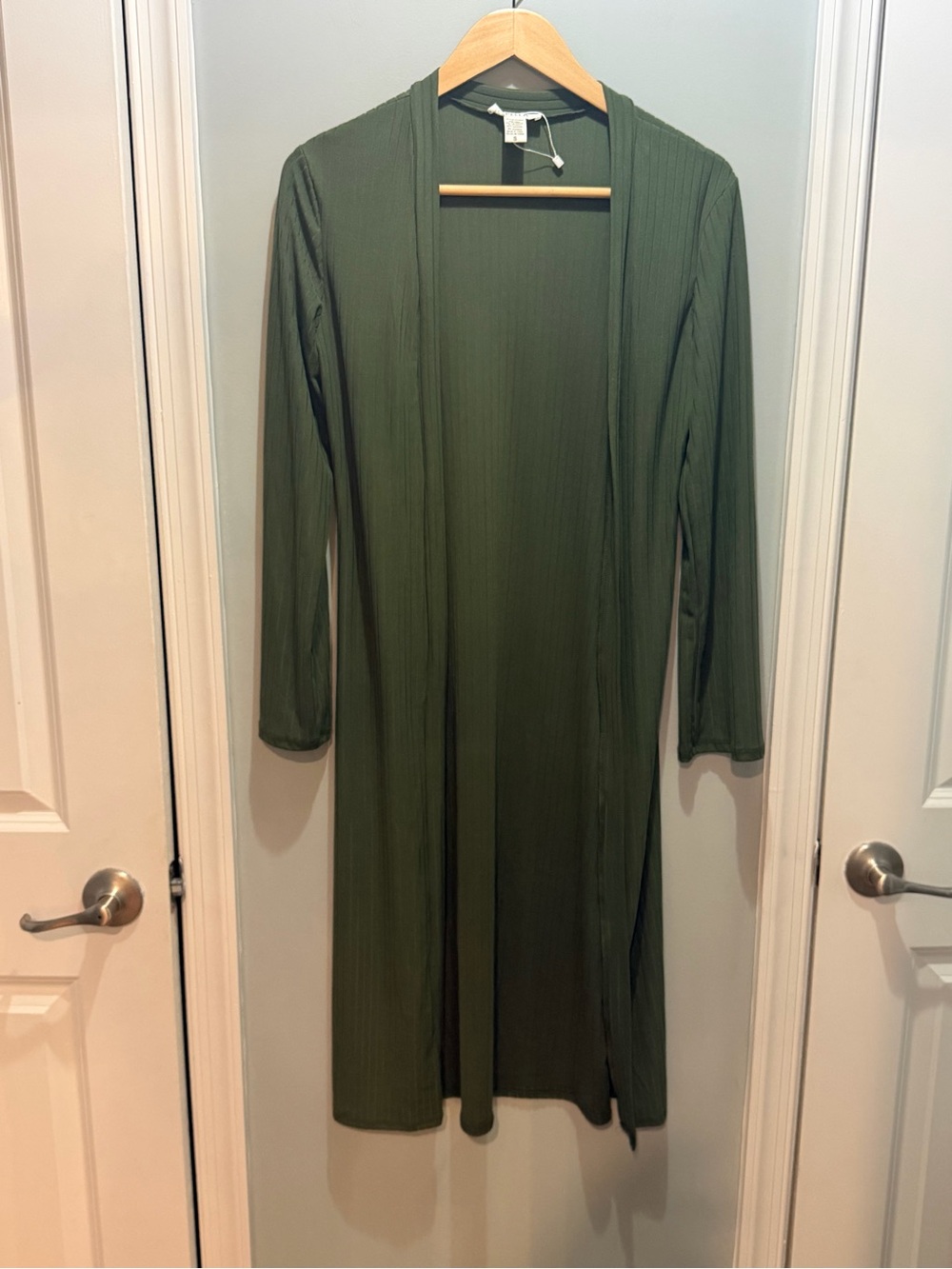 Women’s Olive Open-Front Long Cardigan